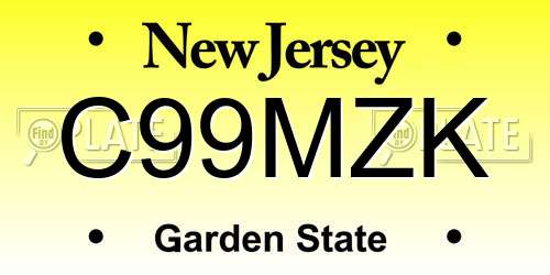 C99MZK New Jersey License Plate