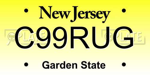 C99RUG New Jersey License Plate
