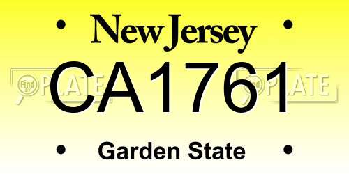 CA1761 New Jersey License Plate