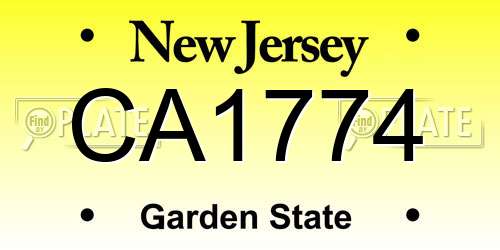 CA1774 New Jersey License Plate