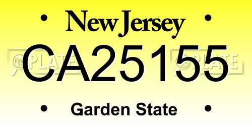CA25155 New Jersey License Plate