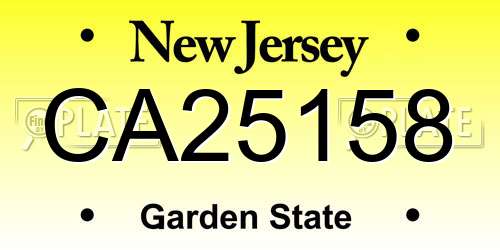CA25158 New Jersey License Plate