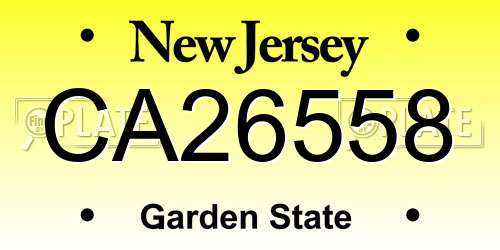 CA26558 New Jersey License Plate
