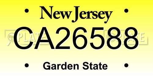 CA26588 New Jersey License Plate
