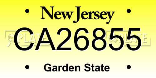CA26855 New Jersey License Plate