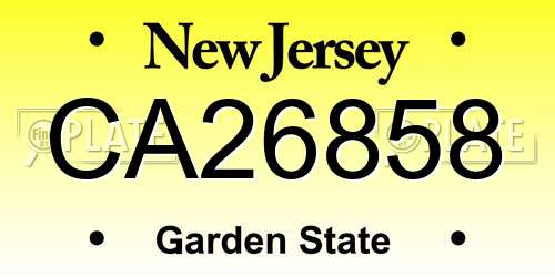 CA26858 New Jersey License Plate