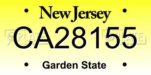 CA28155 New Jersey License Plate