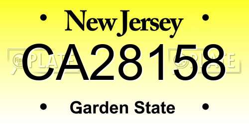 CA28158 New Jersey License Plate