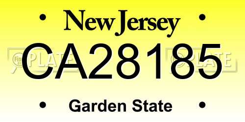 CA28185 New Jersey License Plate