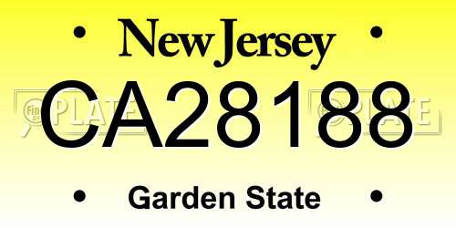 CA28188 New Jersey License Plate