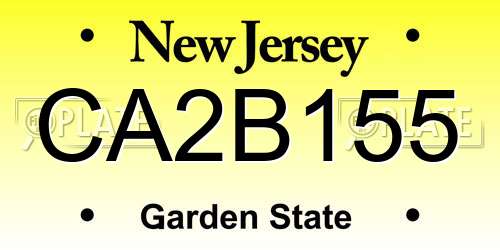 CA2B155 New Jersey License Plate