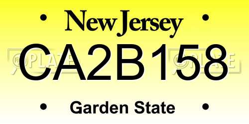 CA2B158 New Jersey License Plate