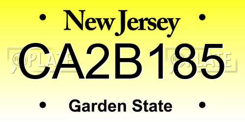CA2B185 New Jersey License Plate