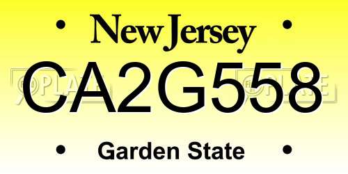 CA2G558 New Jersey License Plate