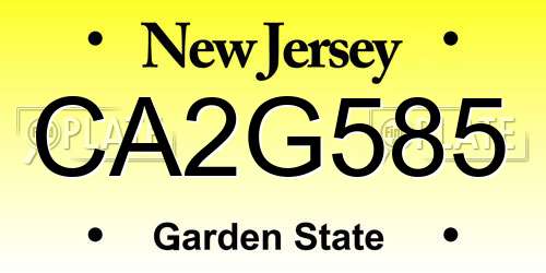 CA2G585 New Jersey License Plate