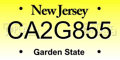 CA2G855 New Jersey License Plate