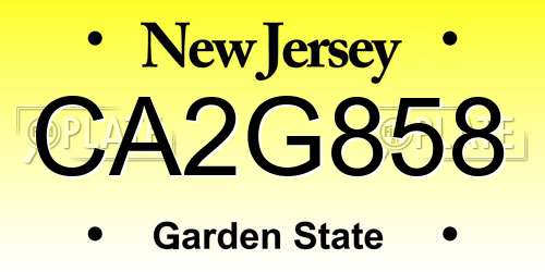 CA2G858 New Jersey License Plate