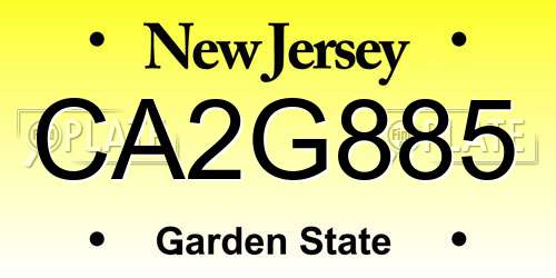 CA2G885 New Jersey License Plate