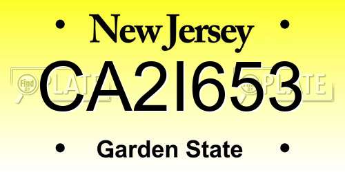 CA2I653 New Jersey License Plate