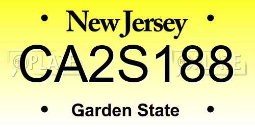 CA2S188 New Jersey License Plate