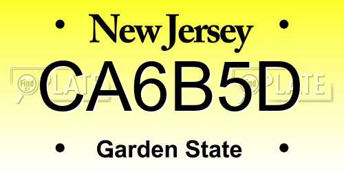 CA6B5D New Jersey License Plate