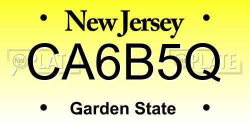 CA6B5Q New Jersey License Plate