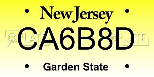 CA6B8D New Jersey License Plate
