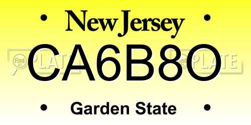 CA6B8O New Jersey License Plate