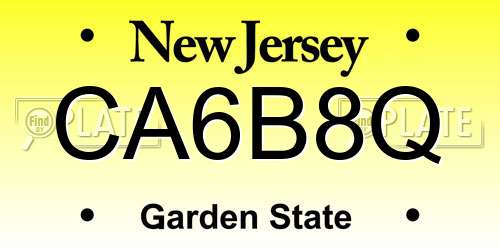CA6B8Q New Jersey License Plate
