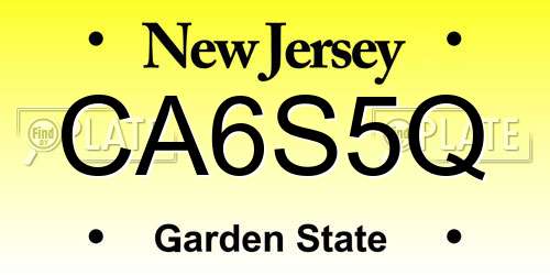 CA6S5Q New Jersey License Plate