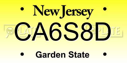 CA6S8D New Jersey License Plate