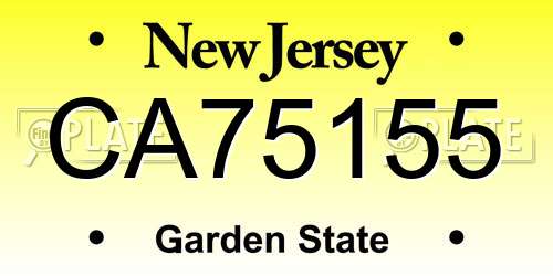 CA75155 New Jersey License Plate