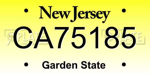 CA75185 New Jersey License Plate