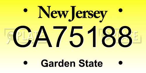 CA75188 New Jersey License Plate