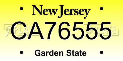 CA76555 New Jersey License Plate