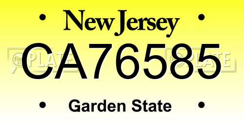 CA76585 New Jersey License Plate