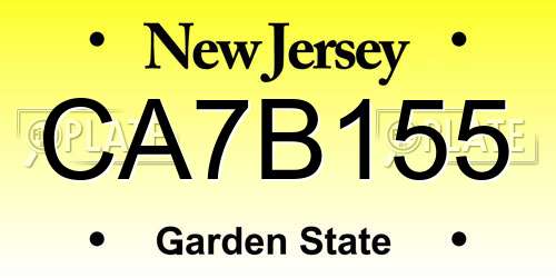 CA7B155 New Jersey License Plate