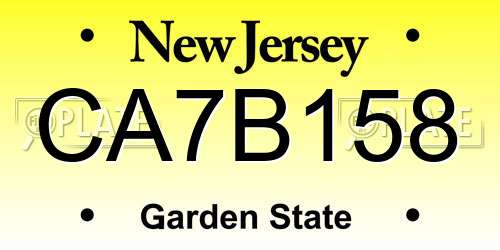 CA7B158 New Jersey License Plate