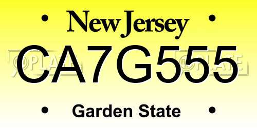 CA7G555 New Jersey License Plate