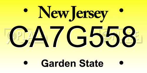 CA7G558 New Jersey License Plate