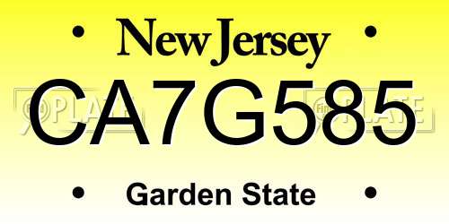 CA7G585 New Jersey License Plate
