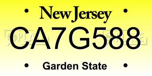 CA7G588 New Jersey License Plate