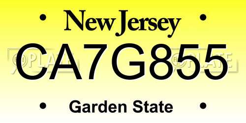 CA7G855 New Jersey License Plate