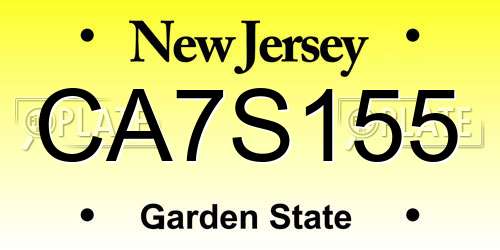 CA7S155 New Jersey License Plate