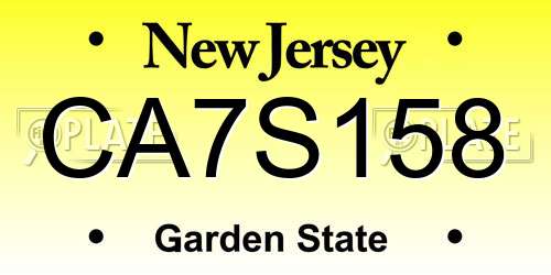 CA7S158 New Jersey License Plate