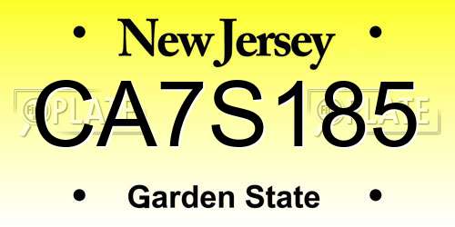 CA7S185 New Jersey License Plate