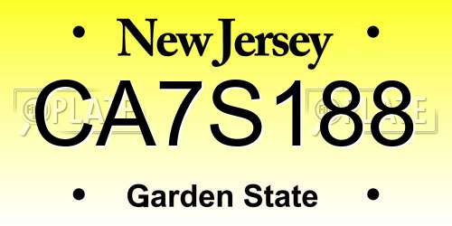CA7S188 New Jersey License Plate