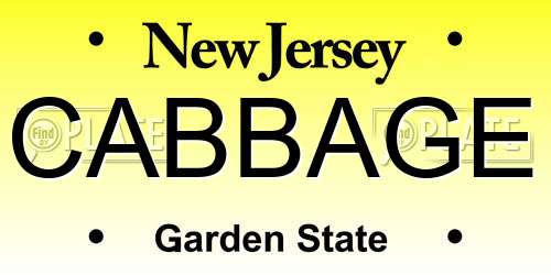 CABBAGE New Jersey License Plate