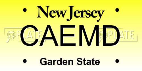 CAEMD New Jersey License Plate