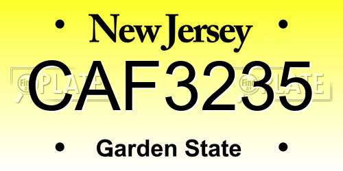 CAF3235 New Jersey License Plate
